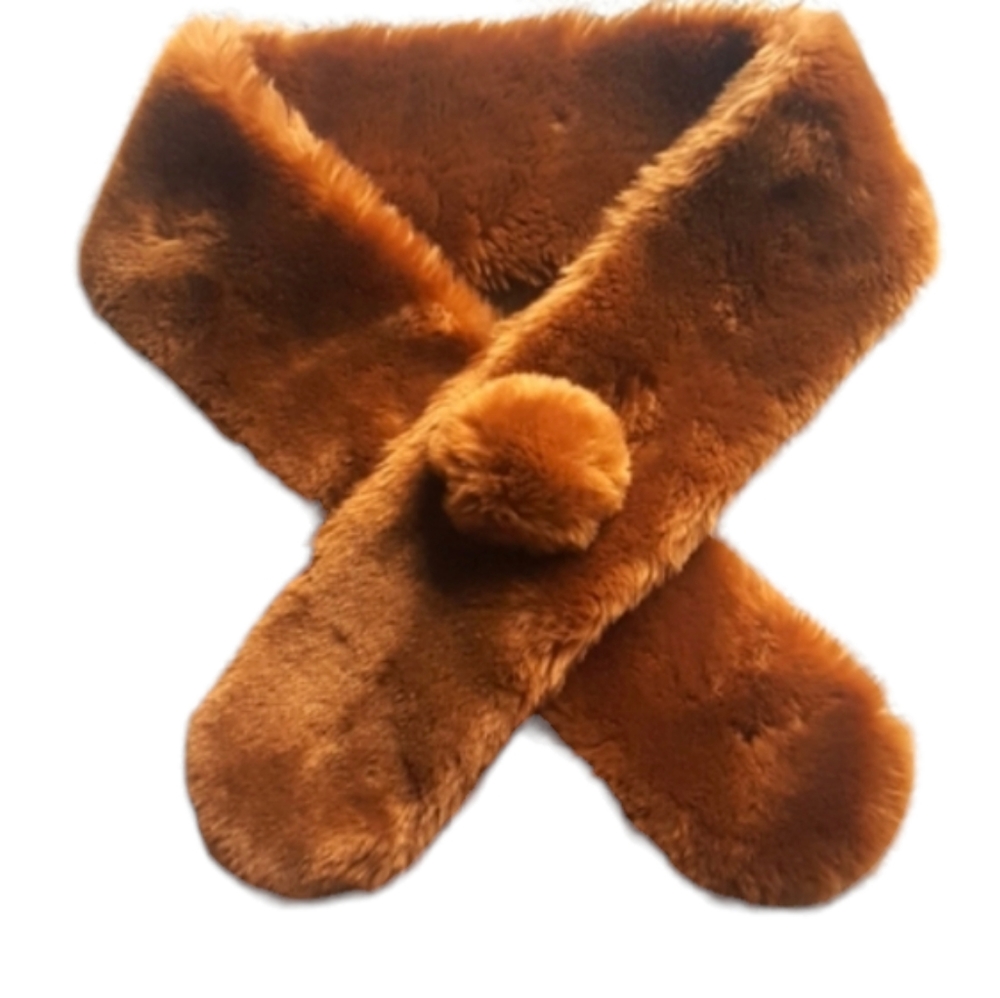 (2/$25) Teddy scarf coat topper with fluffy pom pom collar